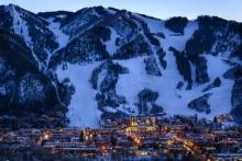 downtown aspen and ajax in winter
